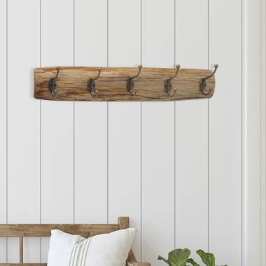 Wood plank outlet coat rack